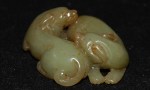 Antikes paar Foo Hunde / Dogs in russet Jade